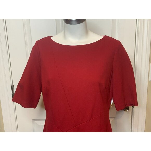 Lafayette 148 New York Ruby Red Short Sleeve Sheath Dress, Size 10, NWT! $498 - Picture 2 of 7